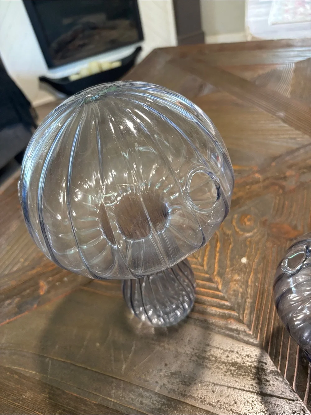 Smoky Gray Glass Mushroom Accent Set - Home Accents